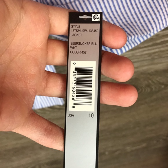 Tahari ASL Seersucker Jacket in blue & white NWT - Picture 11 of 16